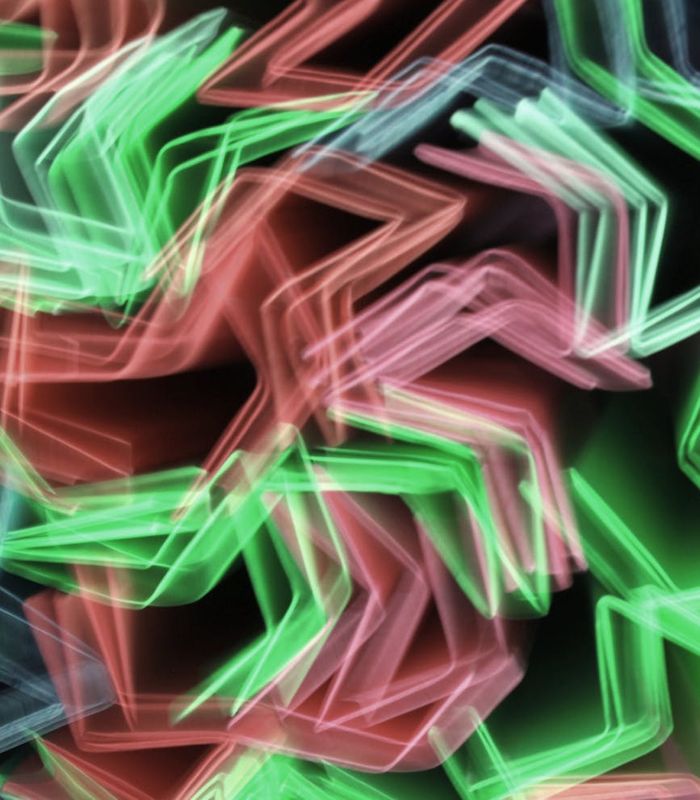 Abstract glowing geometric shapes representing energy balance and focus
